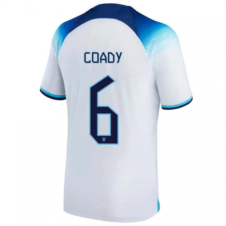 Niño Camiseta Inglaterra Conor Coady #6 Blanco Azul 1ª Equipación 22-24 La Camisa
