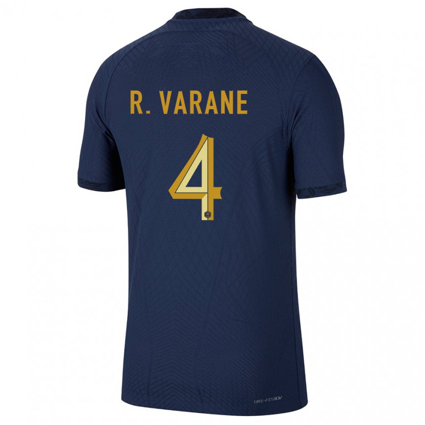 Niño Camiseta Francia Raphael Varane #4 Azul Marino 1ª Equipación 22-24 La Camisa