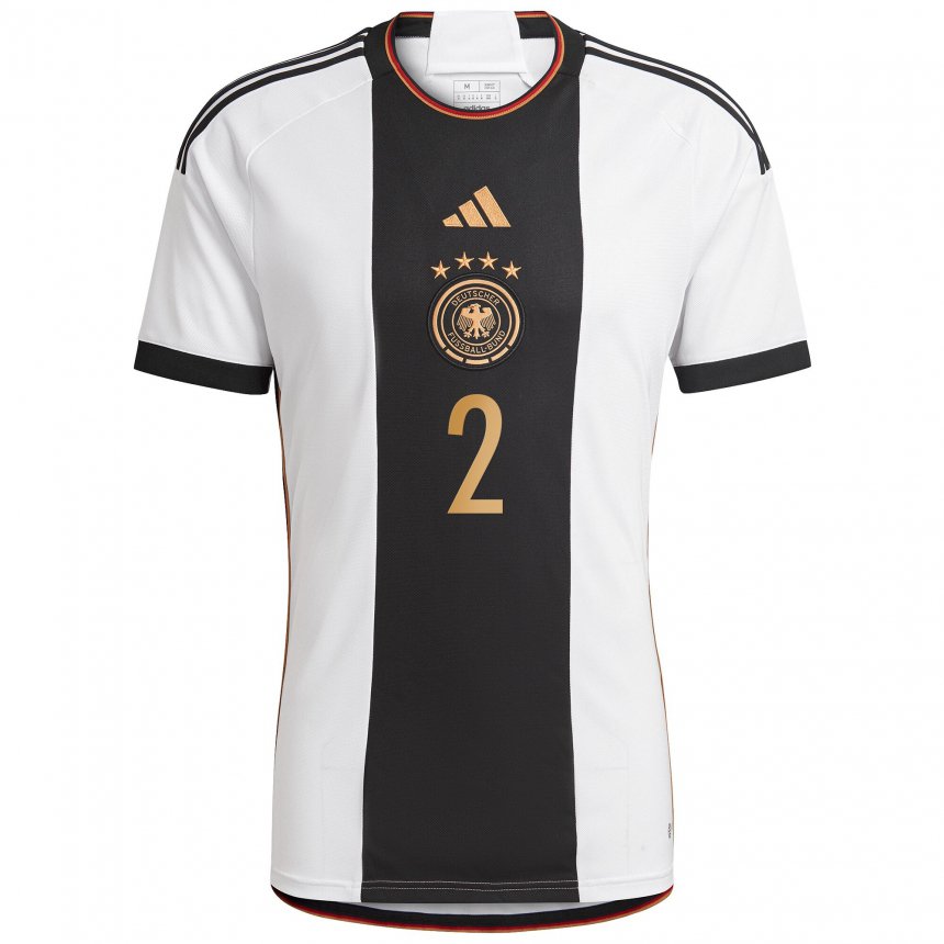 Niño Camiseta Alemania Antonio Rudiger #2 Blanco Negro 1ª Equipación 22-24 La Camisa