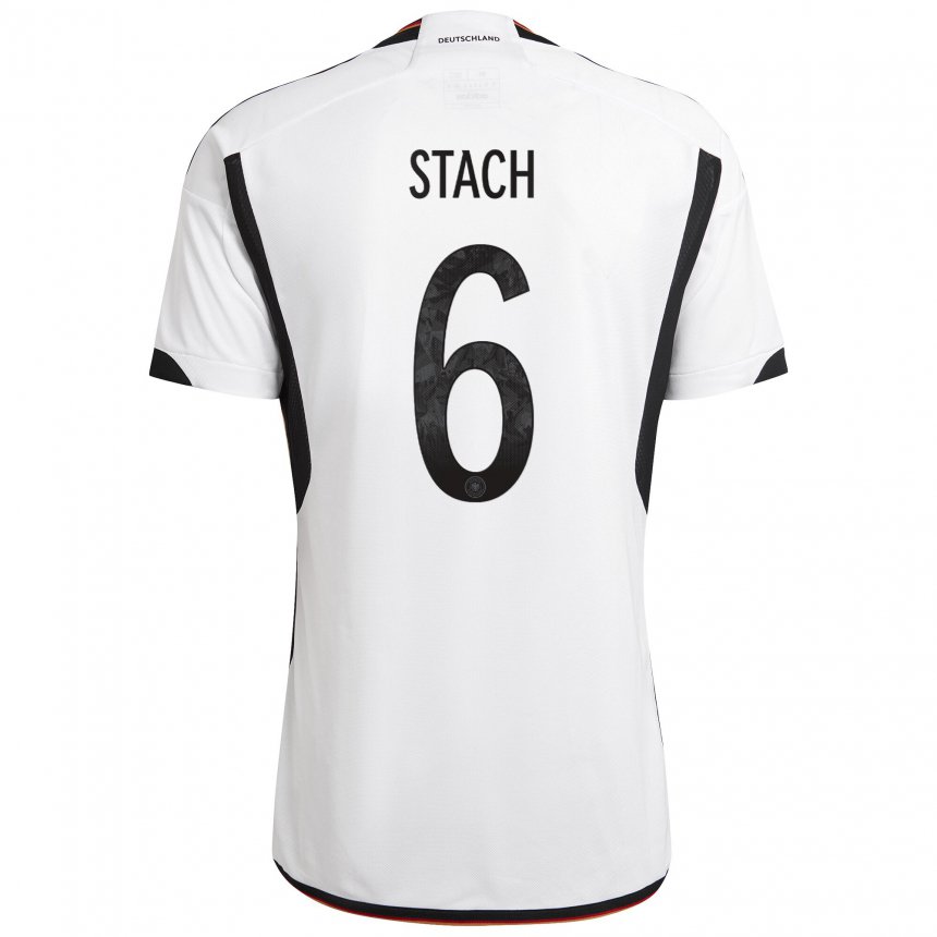 Niño Camiseta Alemania Anton Stach #6 Blanco Negro 1ª Equipación 22-24 La Camisa