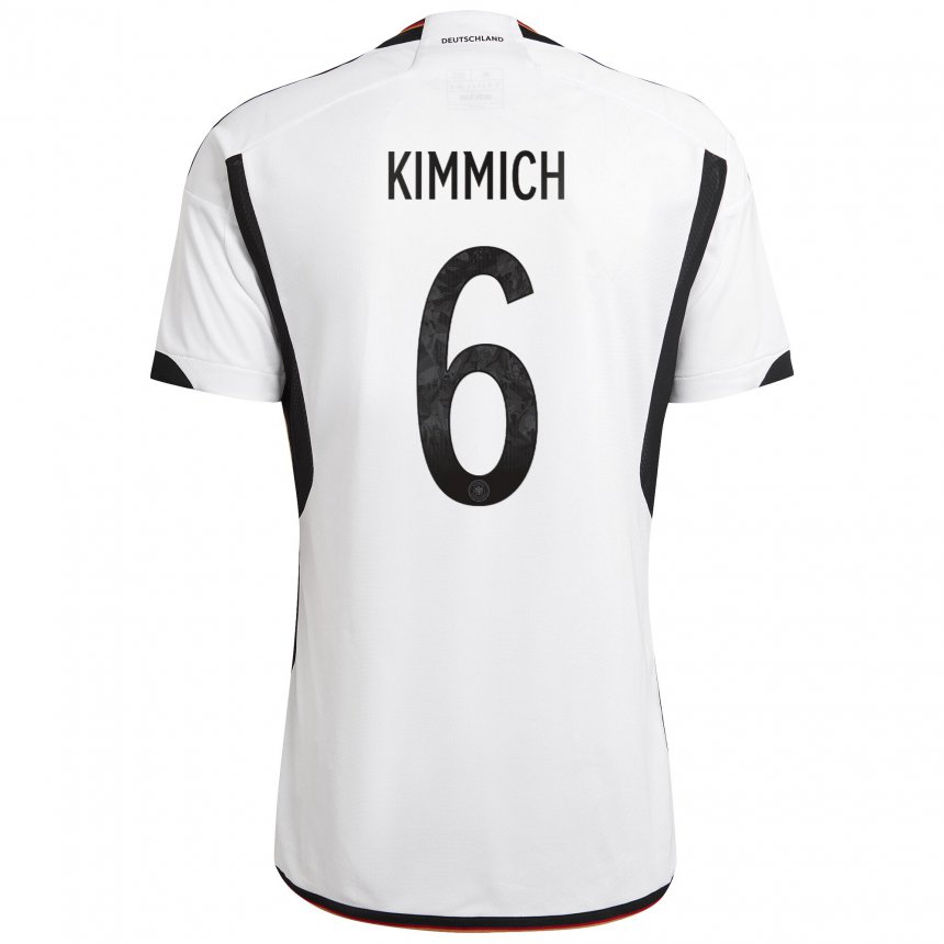 Niño Camiseta Alemania Joshua Kimmich #6 Blanco Negro 1ª Equipación 22-24 La Camisa