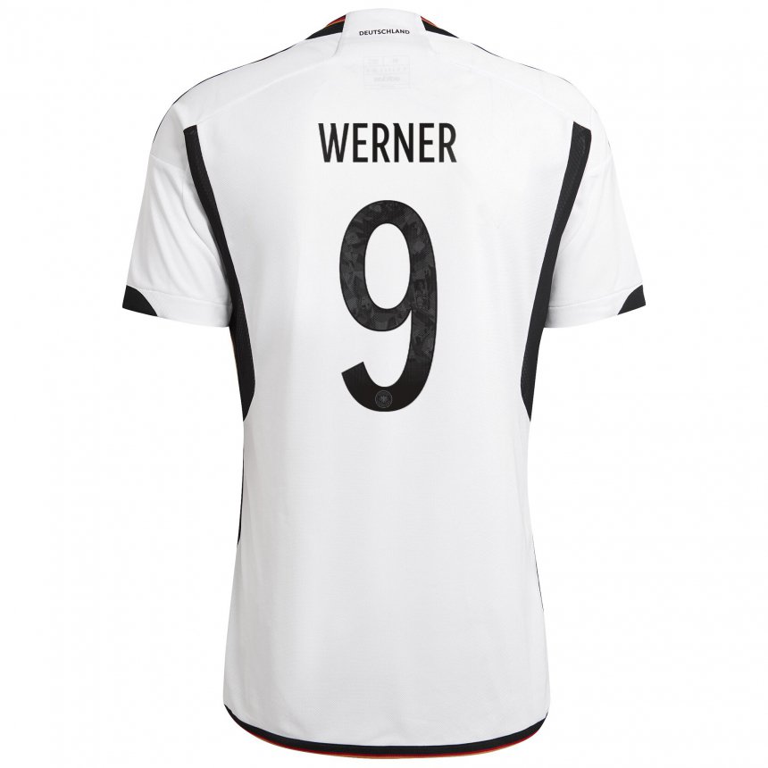 Niño Camiseta Alemania Timo Werner #9 Blanco Negro 1ª Equipación 22-24 La Camisa