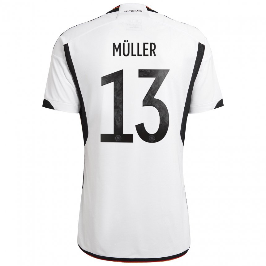 Niño Camiseta Alemania Thomas Muller #13 Blanco Negro 1ª Equipación 22-24 La Camisa