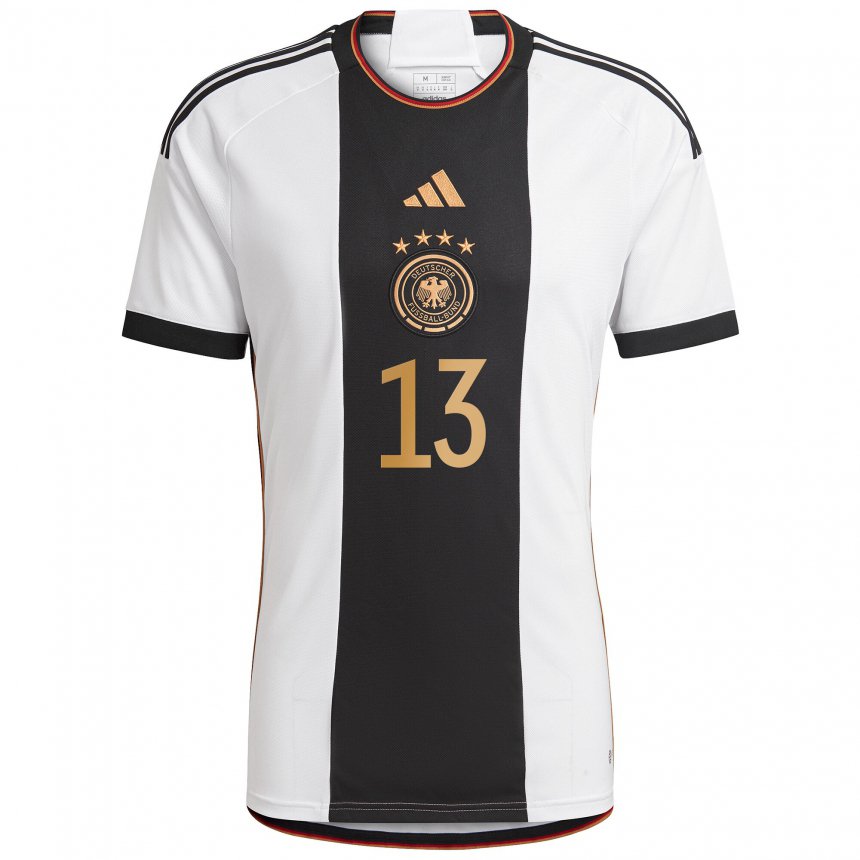 Niño Camiseta Alemania Thomas Muller #13 Blanco Negro 1ª Equipación 22-24 La Camisa