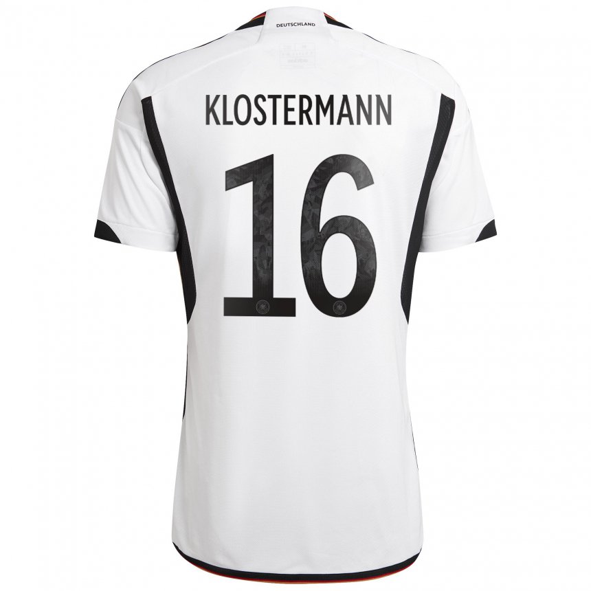 Niño Camiseta Alemania Lukas Klostermann #16 Blanco Negro 1ª Equipación 22-24 La Camisa