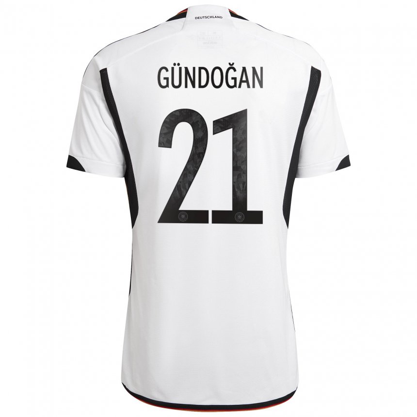 Niño Camiseta Alemania Ilkay Gundogan #21 Blanco Negro 1ª Equipación 22-24 La Camisa