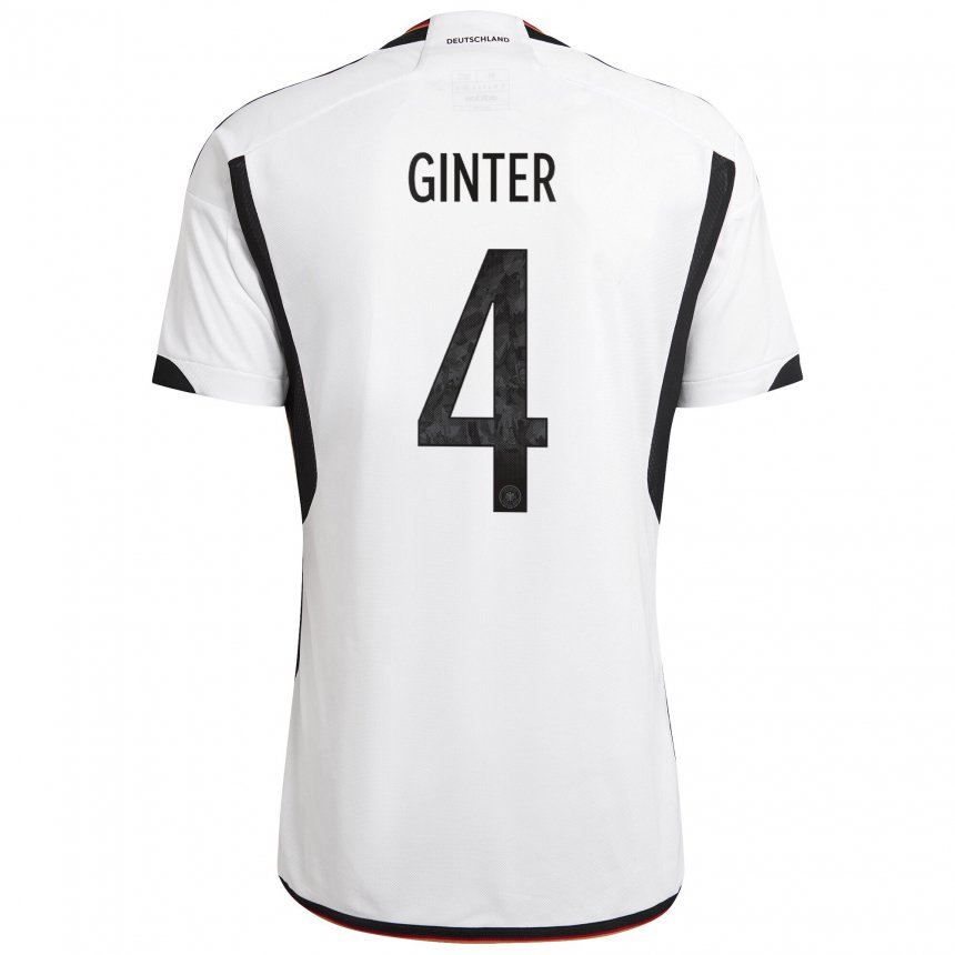 Niño Camiseta Alemania Matthias Ginter #4 Blanco Negro 1ª Equipación 22-24 La Camisa