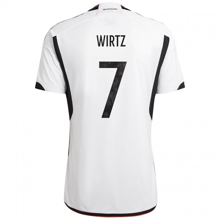 Niño Camiseta Alemania Florian Wirtz #7 Blanco Negro 1ª Equipación 22-24 La Camisa
