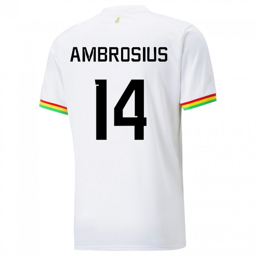 Niño Camiseta Ghana Stephan Ambrosius #14 Blanco 1ª Equipación 22-24 La Camisa