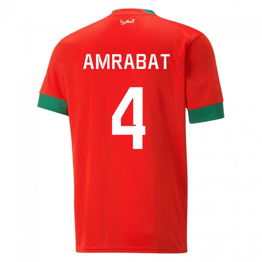 Niño Camiseta Marruecos Soufiane Amrabat #4 Rojo 1ª Equipación 22-24 La Camisa