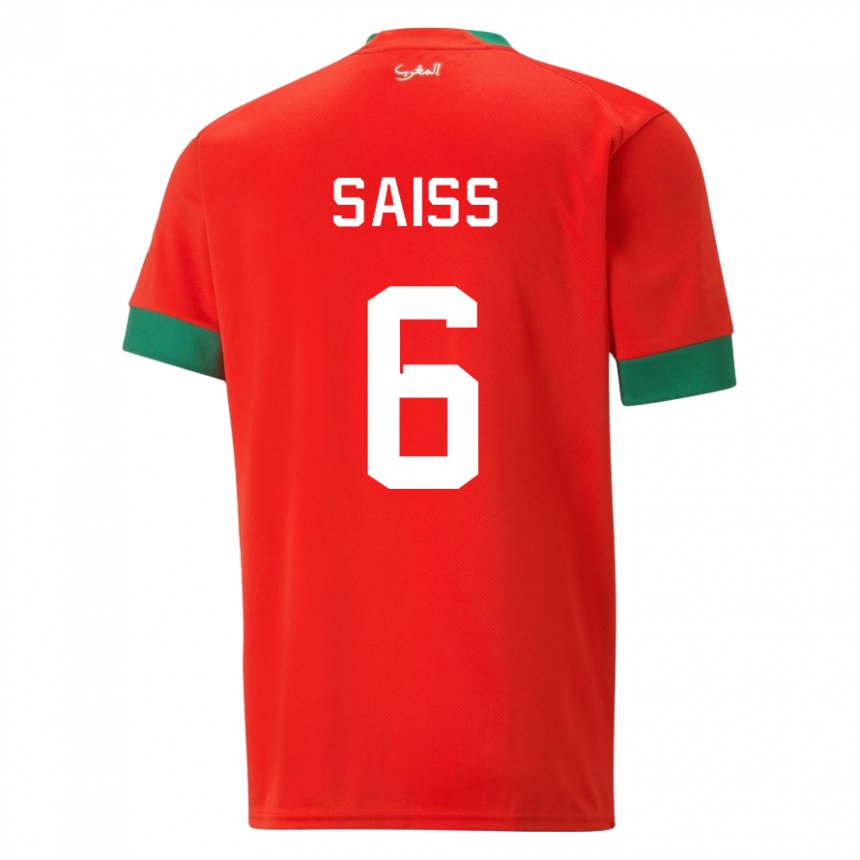 Niño Camiseta Marruecos Romain Saiss #6 Rojo 1ª Equipación 22-24 La Camisa
