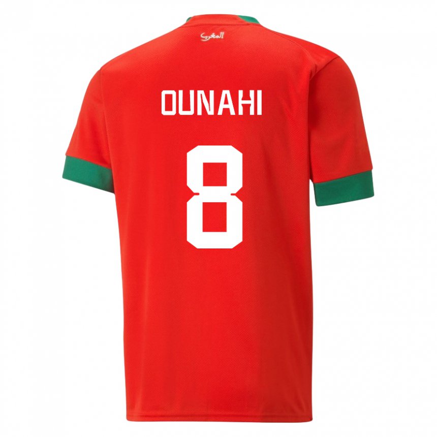 Niño Camiseta Marruecos Azzeddine Ounahi #8 Rojo 1ª Equipación 22-24 La Camisa