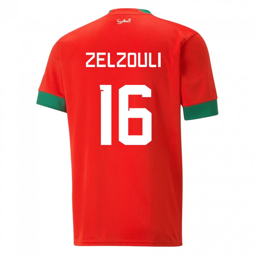 Niño Camiseta Marruecos Abdessamad Zelzouli #16 Rojo 1ª Equipación 22-24 La Camisa