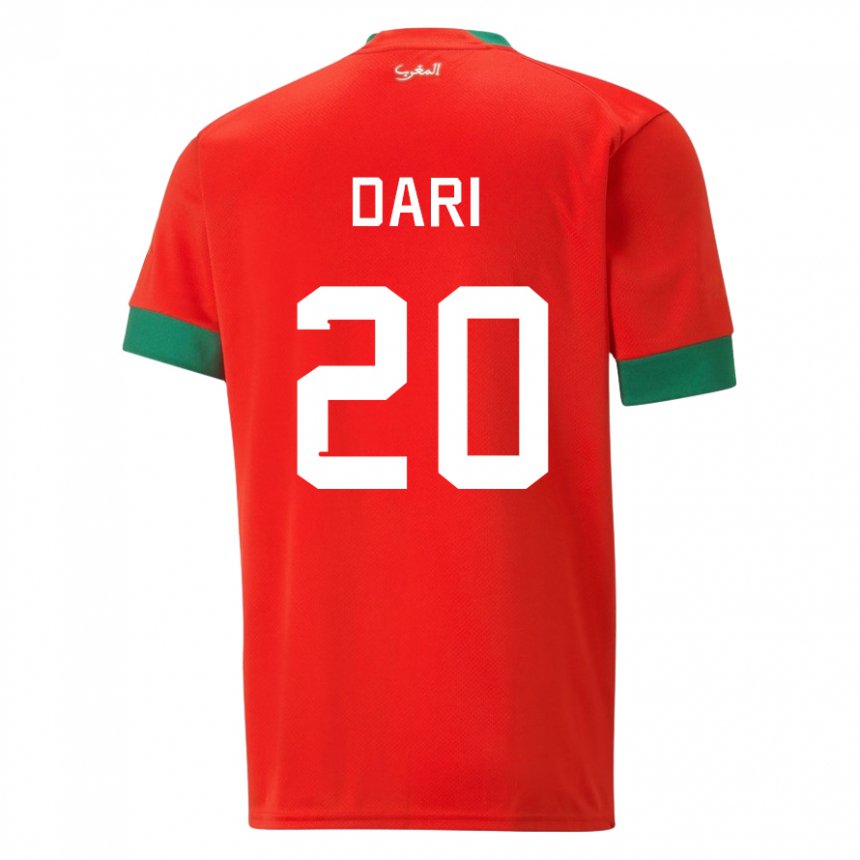 Niño Camiseta Marruecos Achraf Dari #20 Rojo 1ª Equipación 22-24 La Camisa