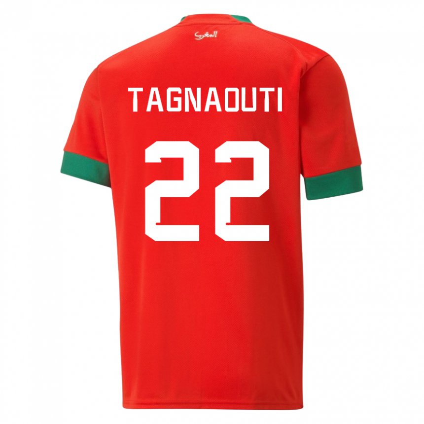 Niño Camiseta Marruecos Ahmed Reda Tagnaouti #22 Rojo 1ª Equipación 22-24 La Camisa