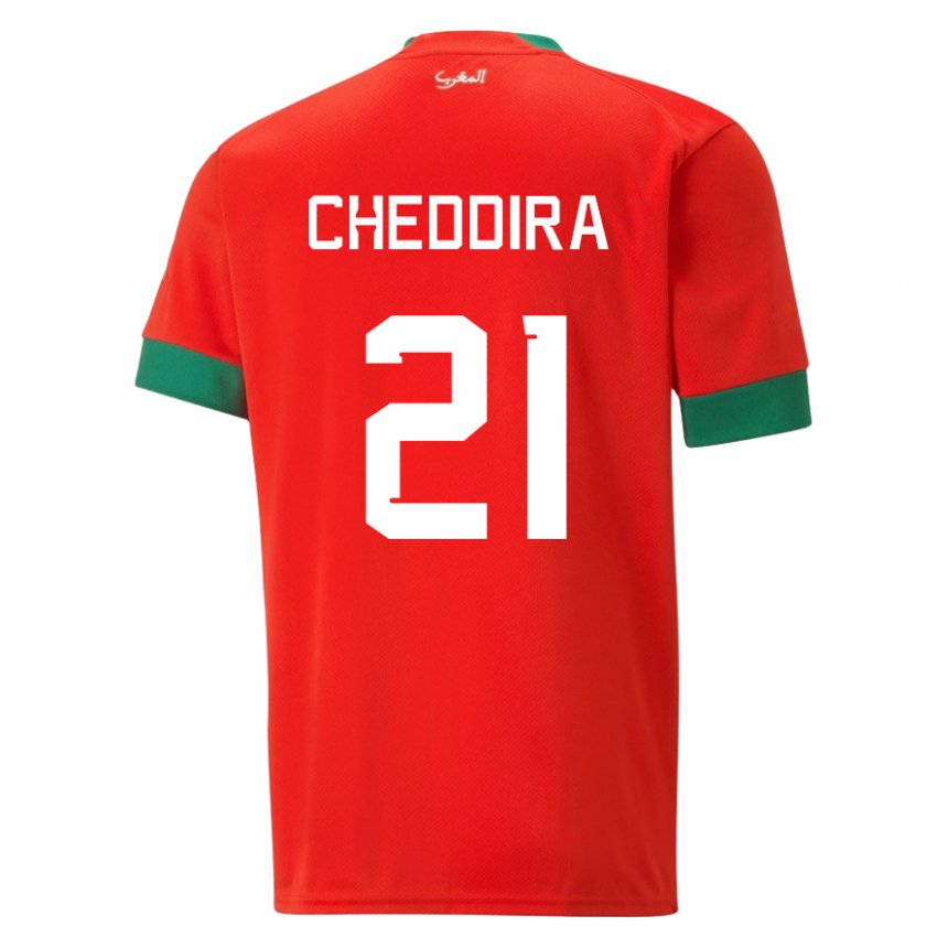 Niño Camiseta Marruecos Walid Cheddira #21 Rojo 1ª Equipación 22-24 La Camisa