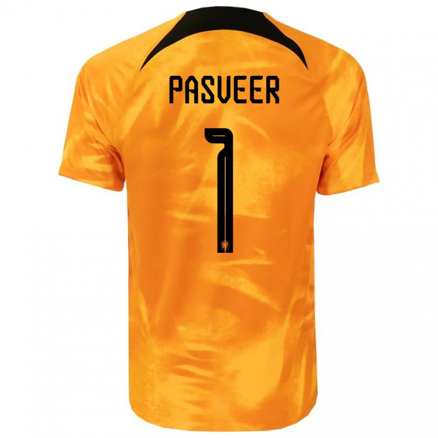Niño Camiseta Países Bajos Remko Pasveer #1 Naranja Láser 1ª Equipación 22-24 La Camisa
