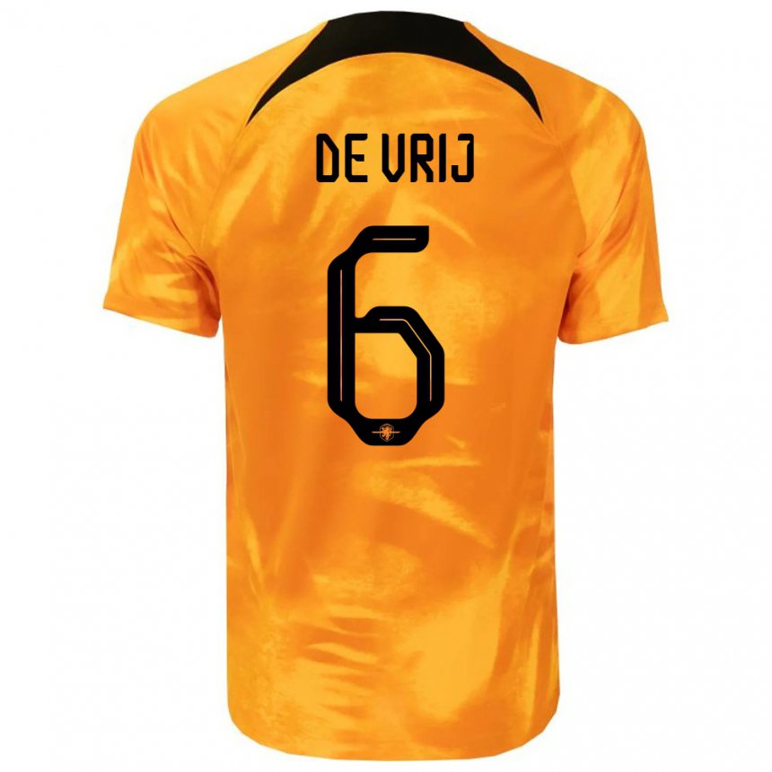 Niño Camiseta Países Bajos Stefan De Vrij #6 Naranja Láser 1ª Equipación 22-24 La Camisa