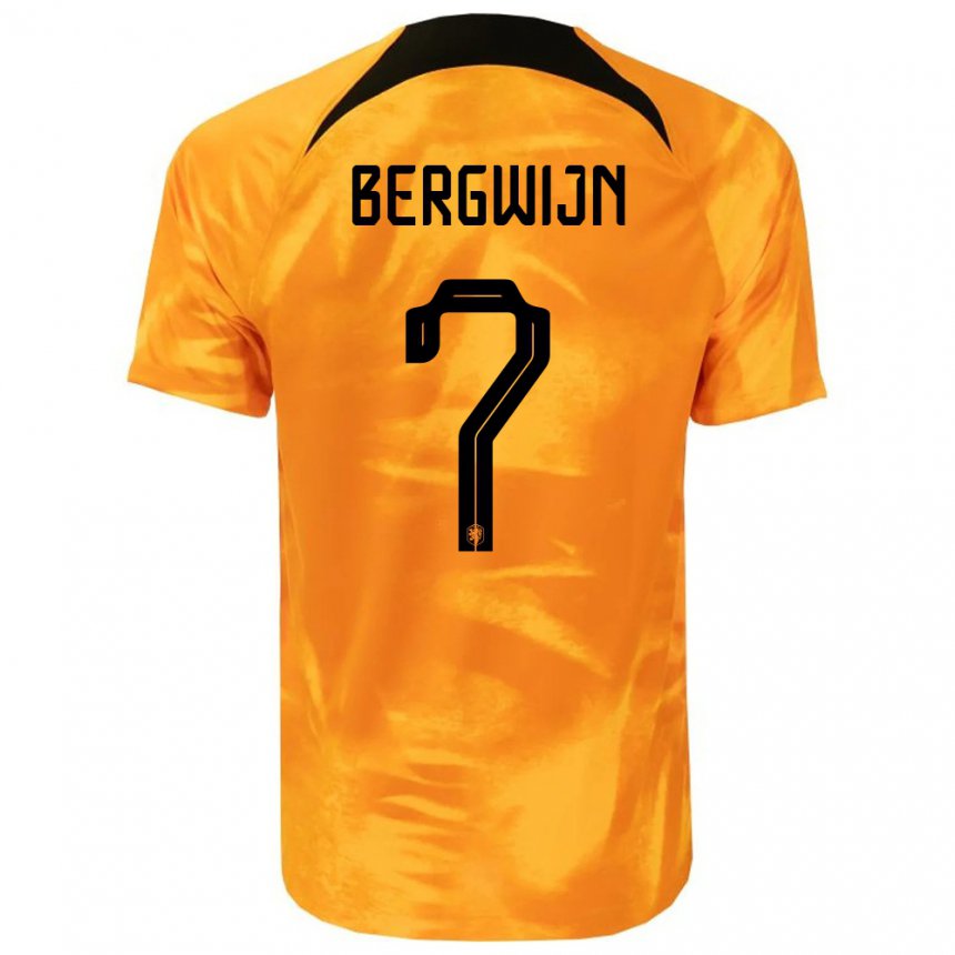Niño Camiseta Países Bajos Steven Bergwijn #7 Naranja Láser 1ª Equipación 22-24 La Camisa