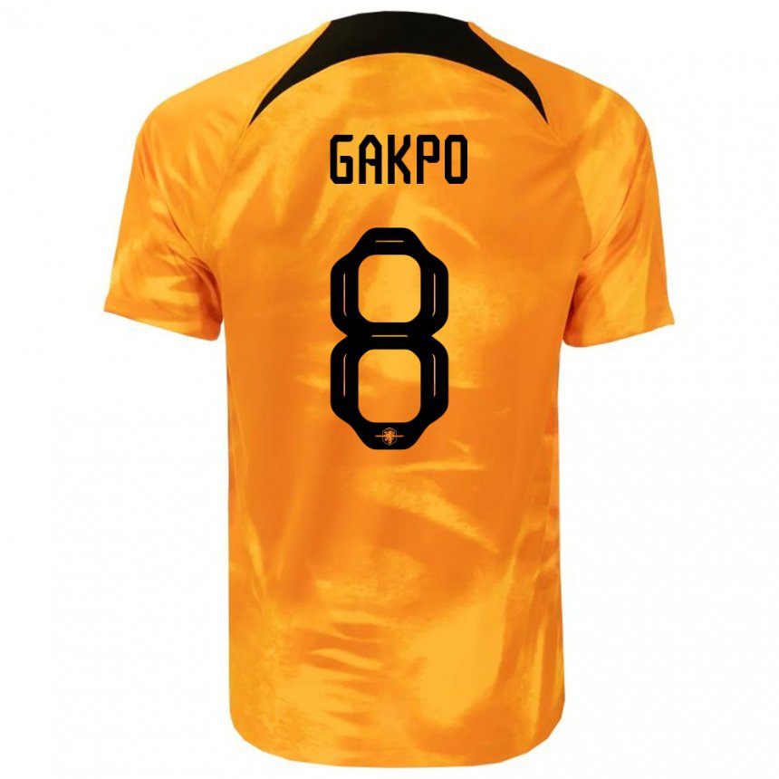 Niño Camiseta Países Bajos Cody Gakpo #8 Naranja Láser 1ª Equipación 22-24 La Camisa