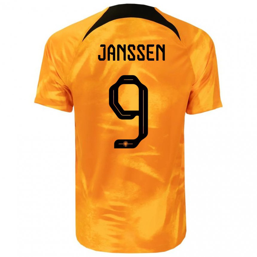 Niño Camiseta Países Bajos Vincent Janssen #9 Naranja Láser 1ª Equipación 22-24 La Camisa