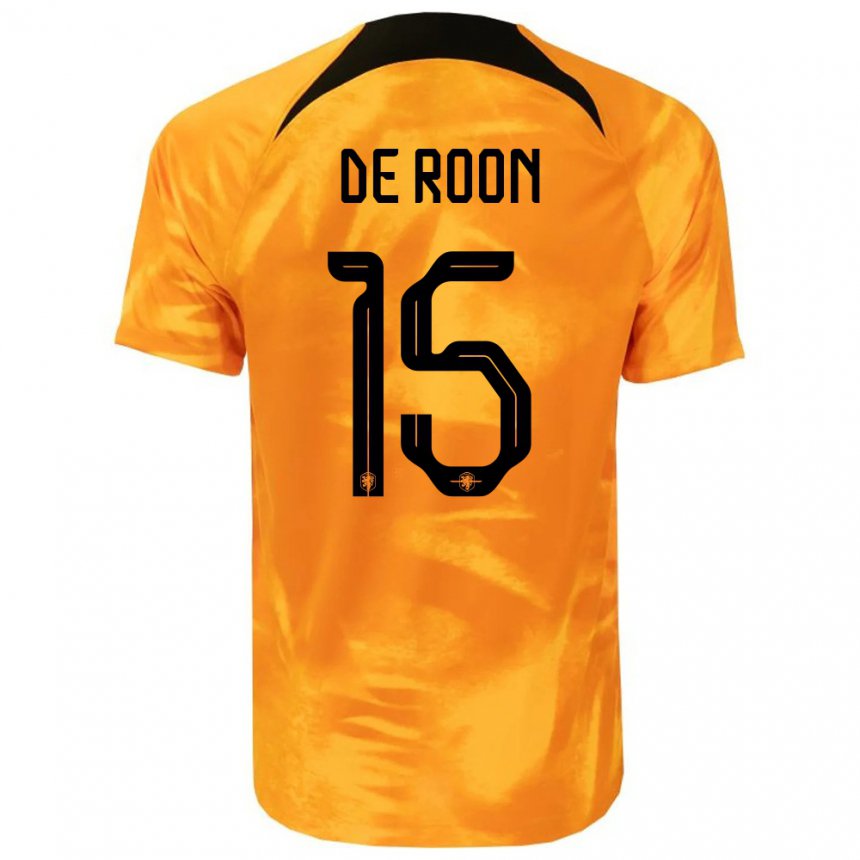 Niño Camiseta Países Bajos Marten De Roon #15 Naranja Láser 1ª Equipación 22-24 La Camisa
