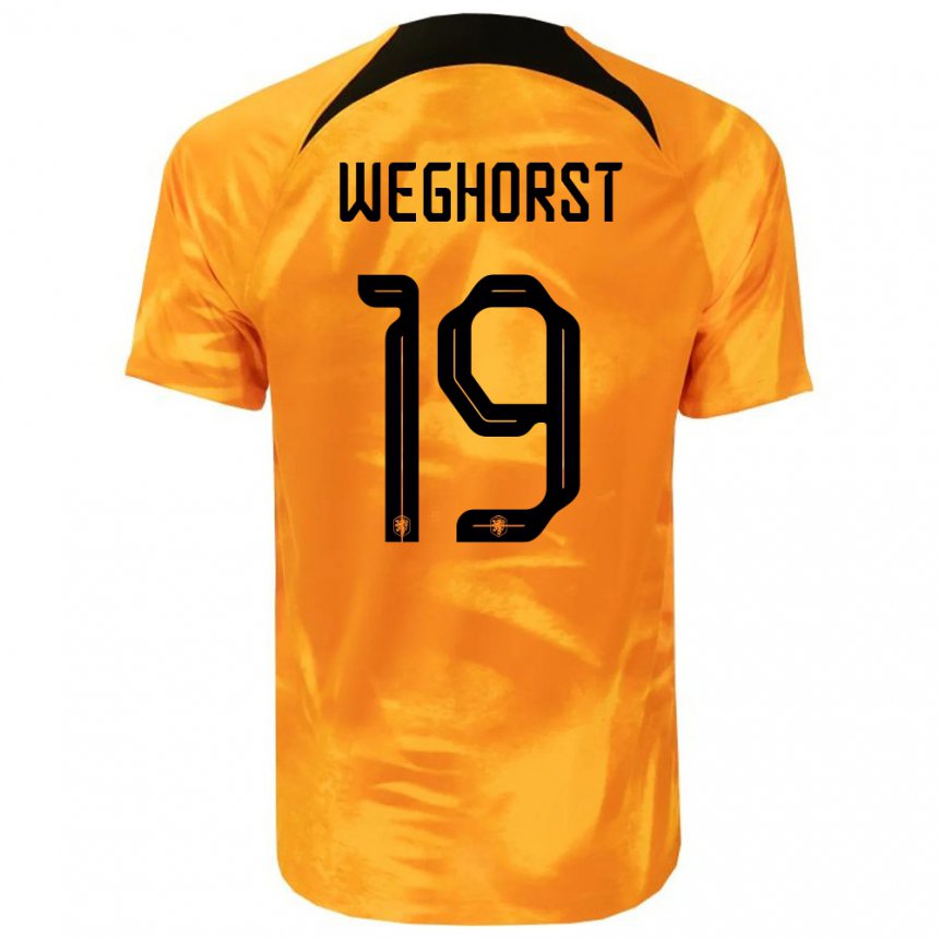 Niño Camiseta Países Bajos Wout Weghorst #19 Naranja Láser 1ª Equipación 22-24 La Camisa