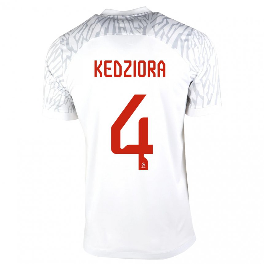 Niño Camiseta Polonia Tomasz Kedziora #4 Blanco 1ª Equipación 22-24 La Camisa