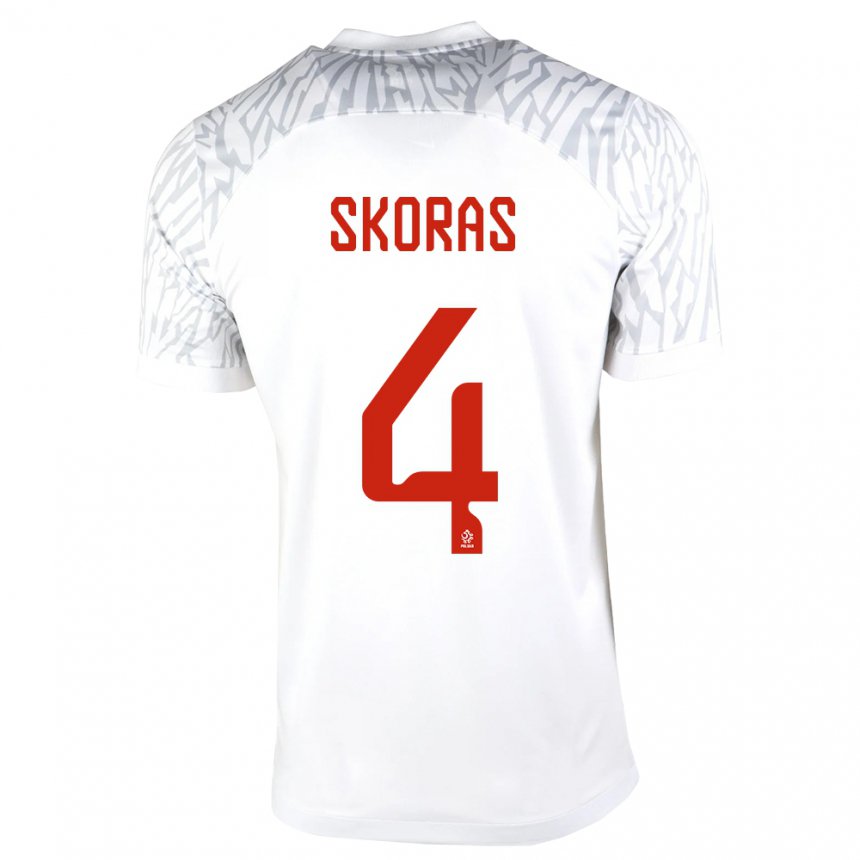 Niño Camiseta Polonia Michal Skoras #4 Blanco 1ª Equipación 22-24 La Camisa