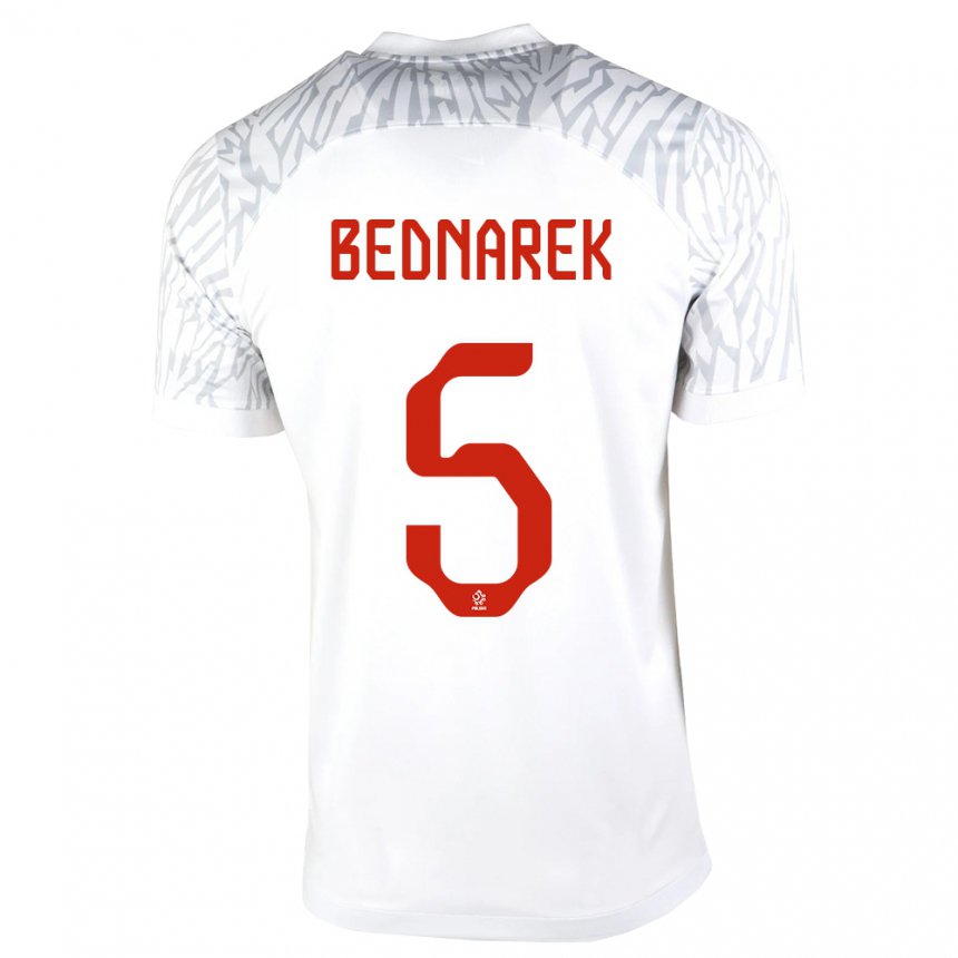Niño Camiseta Polonia Jan Bednarek #5 Blanco 1ª Equipación 22-24 La Camisa