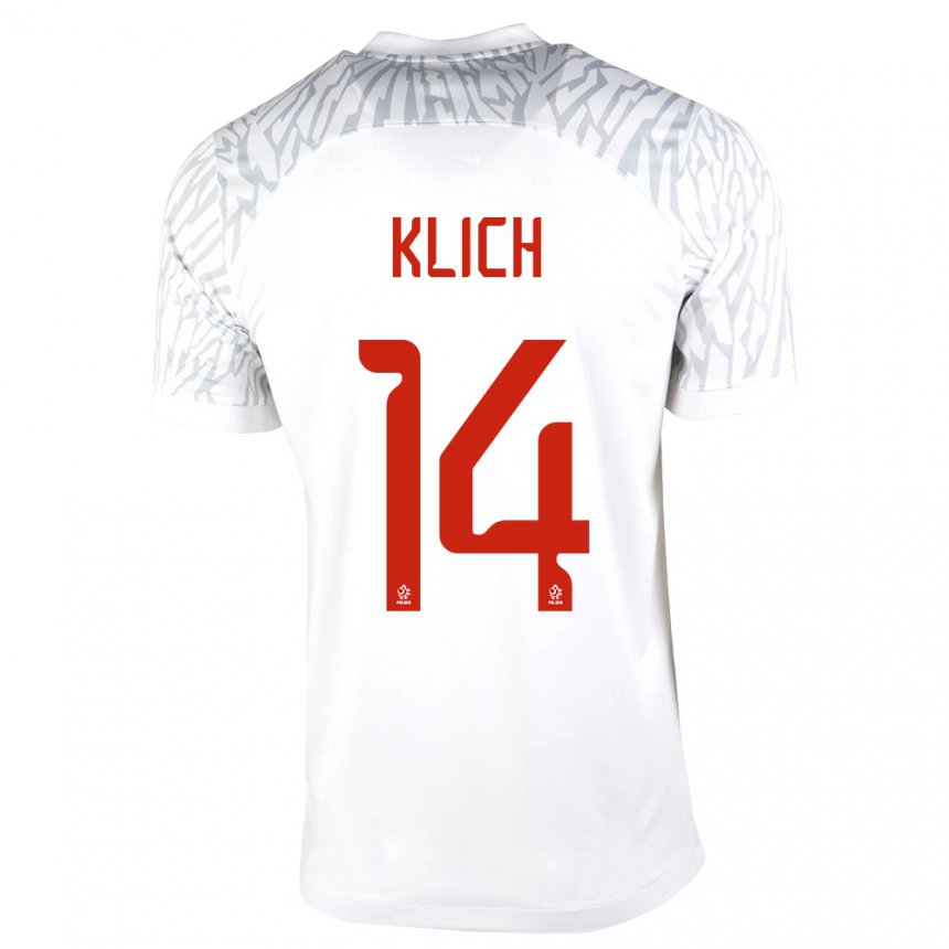 Niño Camiseta Polonia Mateusz Klich #14 Blanco 1ª Equipación 22-24 La Camisa