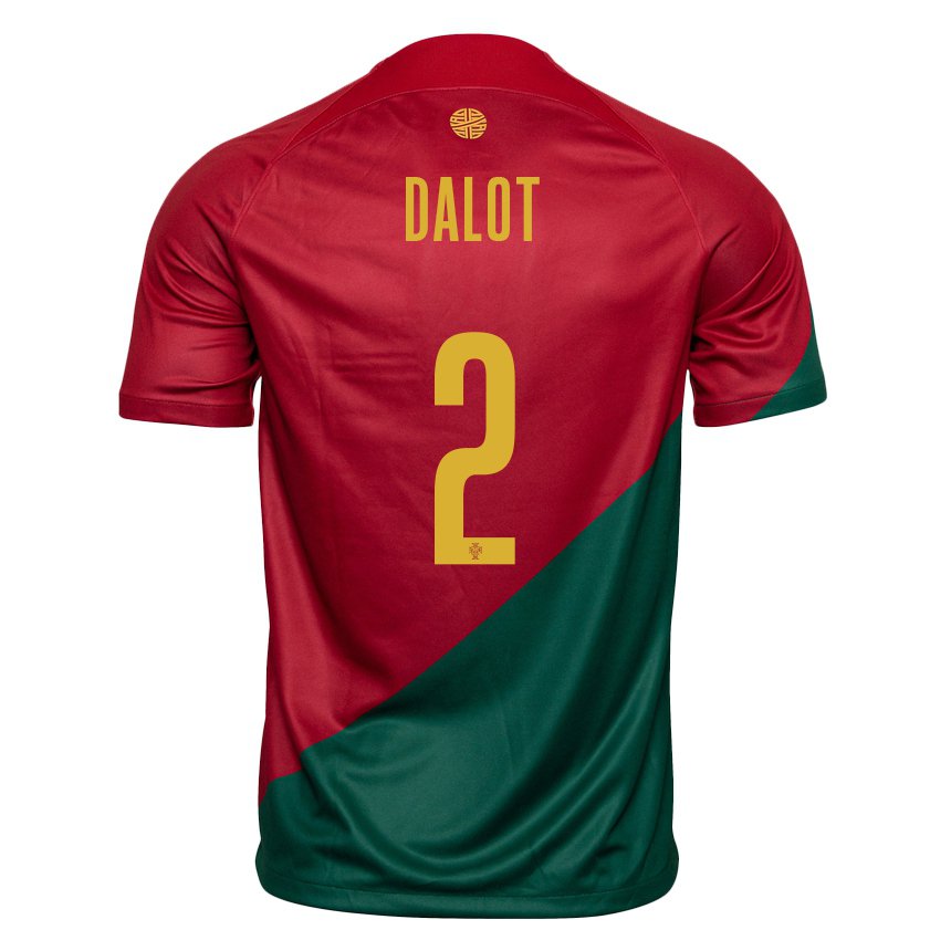 Niño Camiseta Portugal Diogo Dalot #2 Rojo Verde 1ª Equipación 22-24 La Camisa