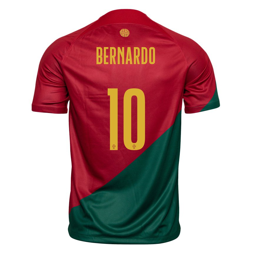 Niño Camiseta Portugal Bernardo Silva #10 Rojo Verde 1ª Equipación 22-24 La Camisa