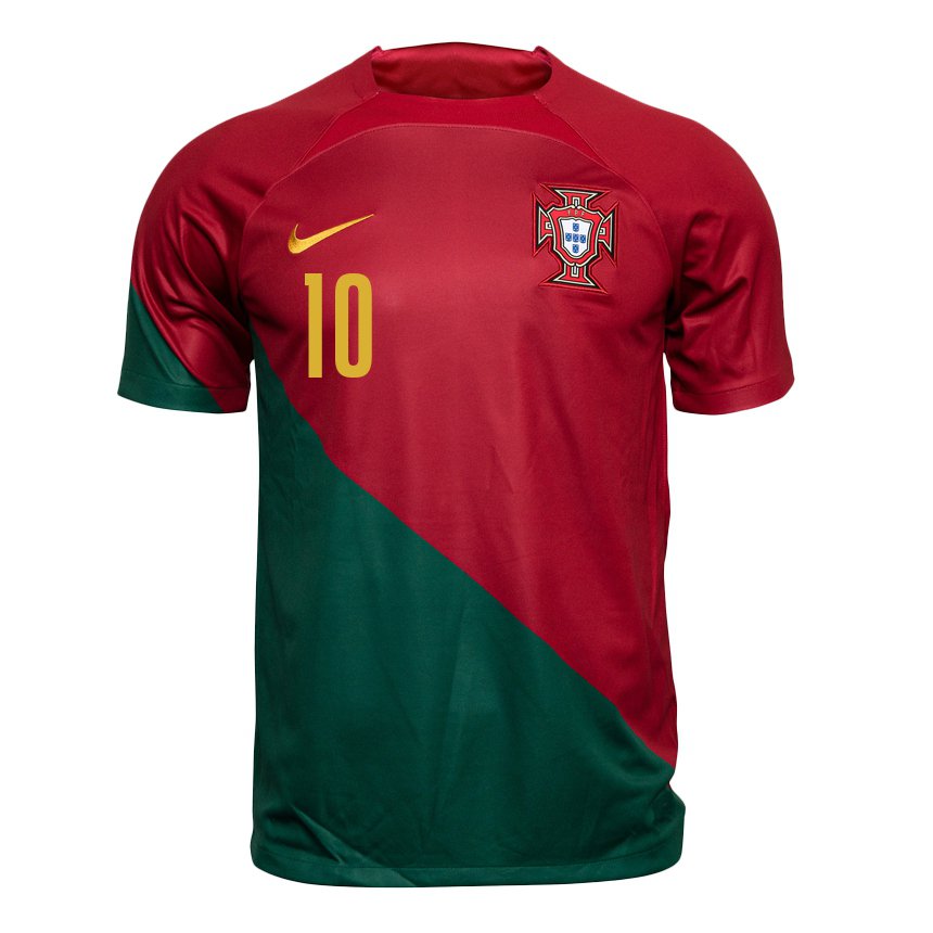 Niño Camiseta Portugal Bernardo Silva #10 Rojo Verde 1ª Equipación 22-24 La Camisa