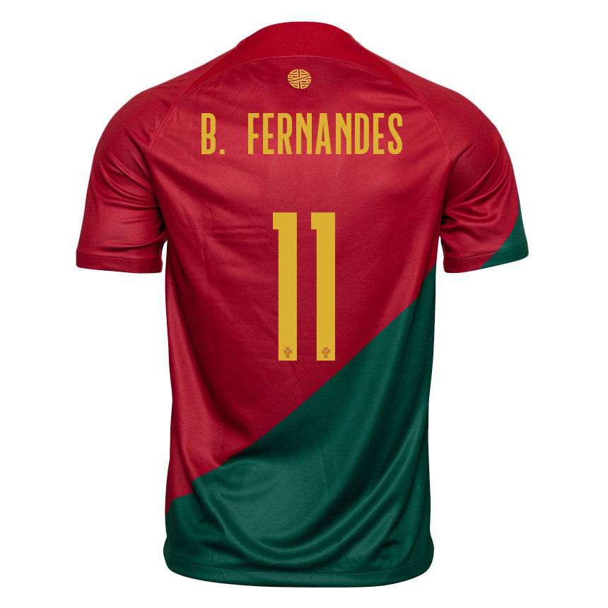Niño Camiseta Portugal Bruno Fernandes #11 Rojo Verde 1ª Equipación 22-24 La Camisa