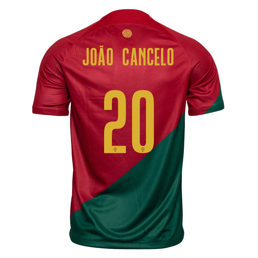 Niño Camiseta Portugal Joao Cancelo #20 Rojo Verde 1ª Equipación 22-24 La Camisa