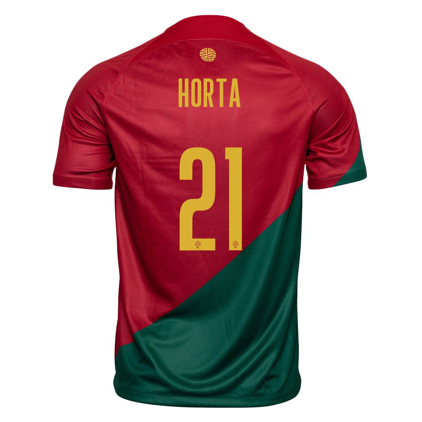 Niño Camiseta Portugal Ricardo Horta #21 Rojo Verde 1ª Equipación 22-24 La Camisa