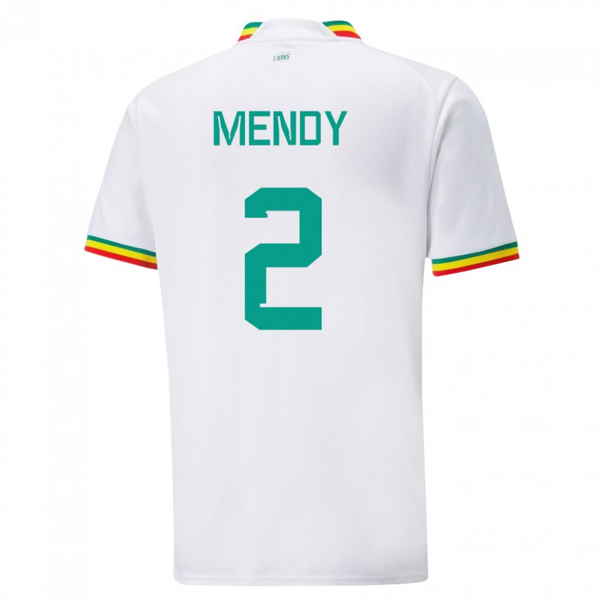 Niño Camiseta Senegal Formose Mendy #2 Blanco 1ª Equipación 22-24 La Camisa