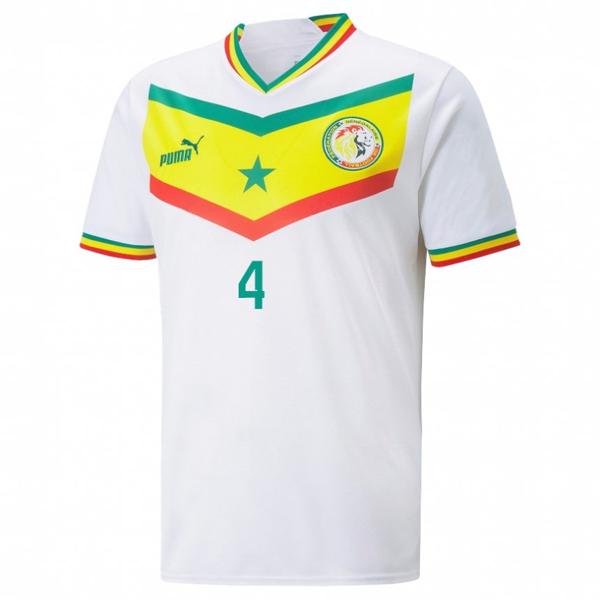 Niño Camiseta Senegal Pape Abou Cisse #4 Blanco 1ª Equipación 22-24 La Camisa