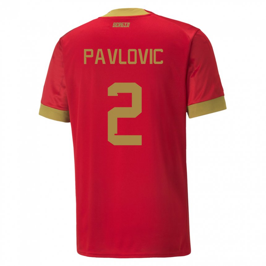 Niño Camiseta Serbia Strahinja Pavlovic #2 Rojo 1ª Equipación 22-24 La Camisa