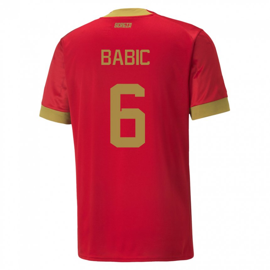 Niño Camiseta Serbia Srdjan Babic #6 Rojo 1ª Equipación 22-24 La Camisa