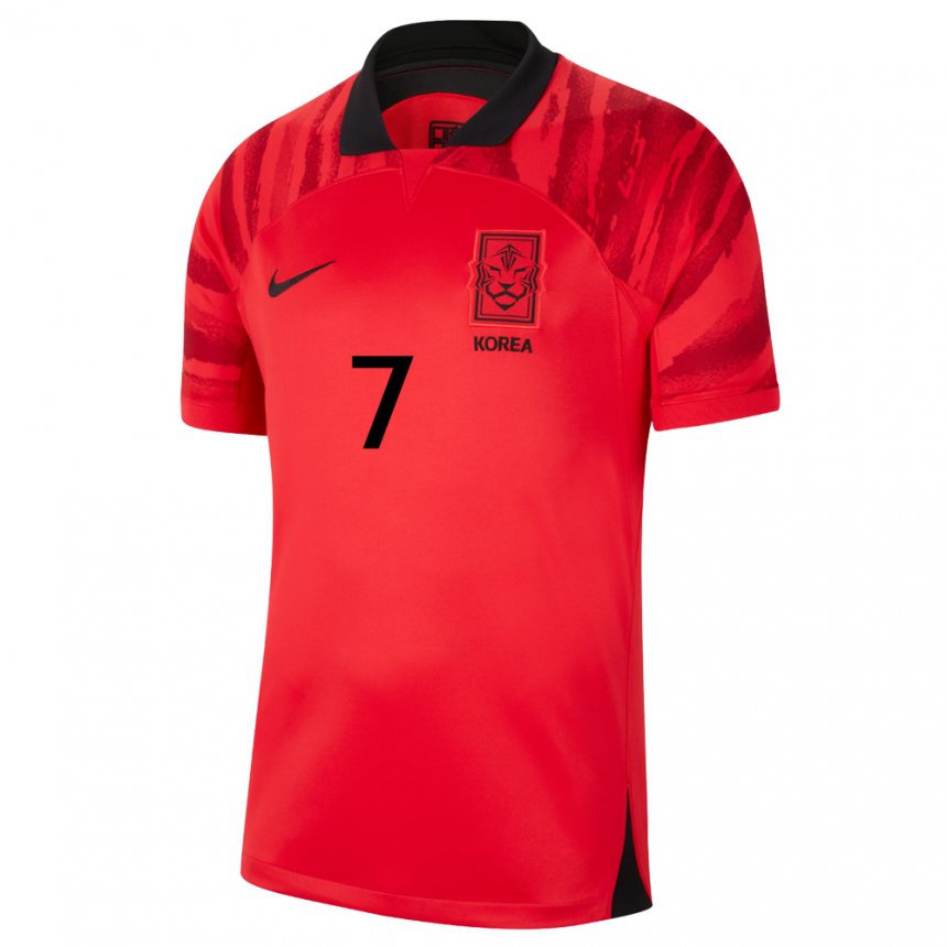 Niño Camiseta Corea Del Sur Heung-min Son #7 Rojo Volver 1ª Equipación 22-24 La Camisa