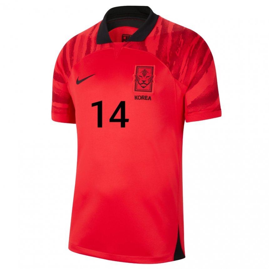 Niño Camiseta Corea Del Sur Chul Hong #14 Rojo Volver 1ª Equipación 22-24 La Camisa