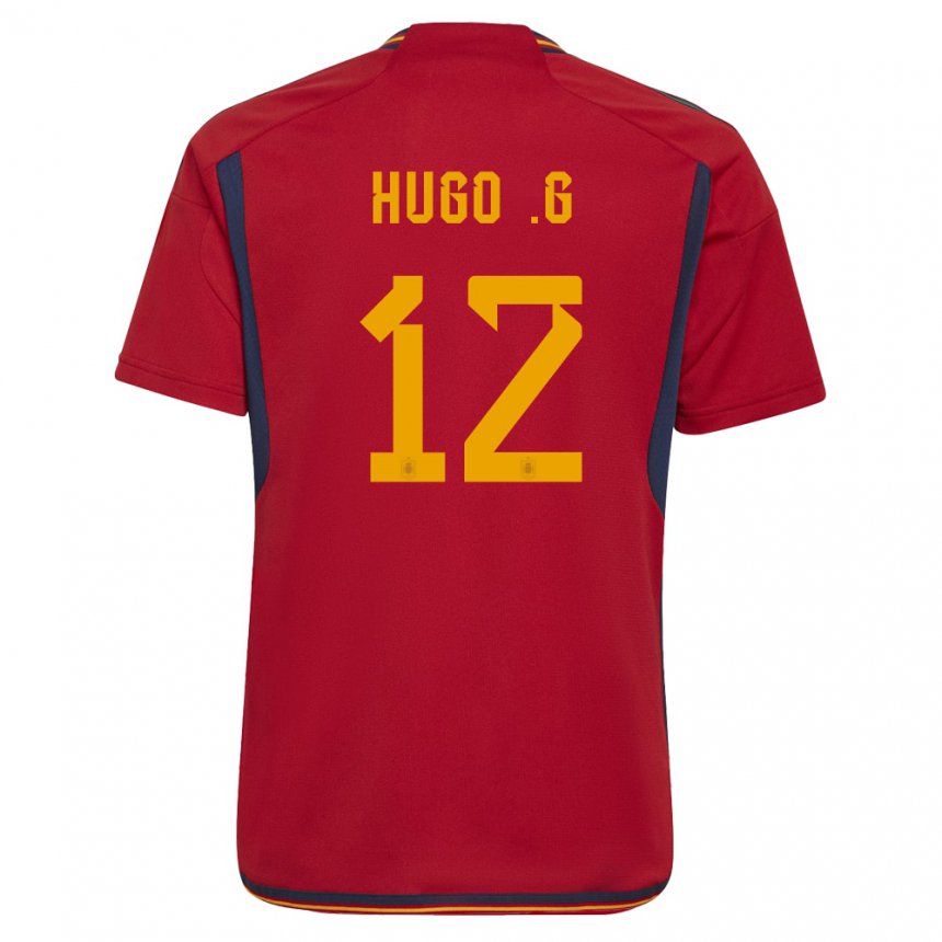 Niño Camiseta España Hugo Guillamon #12 Rojo 1ª Equipación 22-24 La Camisa