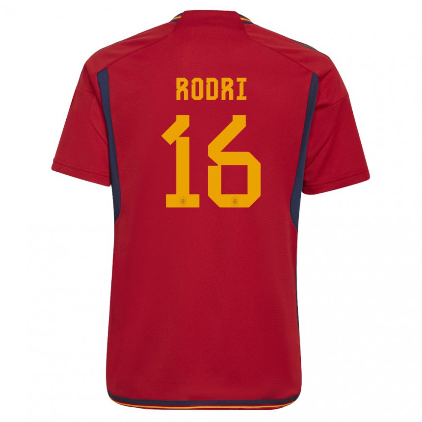Niño Camiseta España Rodri #16 Rojo 1ª Equipación 22-24 La Camisa