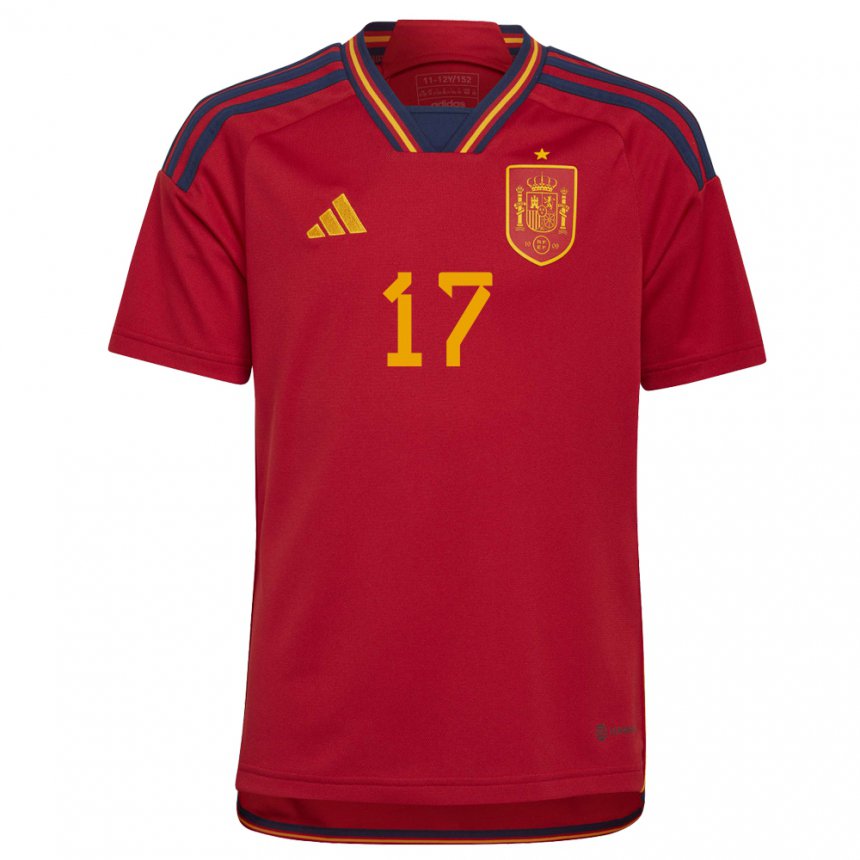Niño Camiseta España Marcos Alonso #17 Rojo 1ª Equipación 22-24 La Camisa