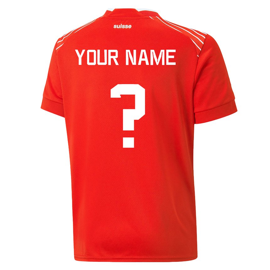 Niño Camiseta Suiza Su Nombre #0 Rojo 1ª Equipación 22-24 La Camisa