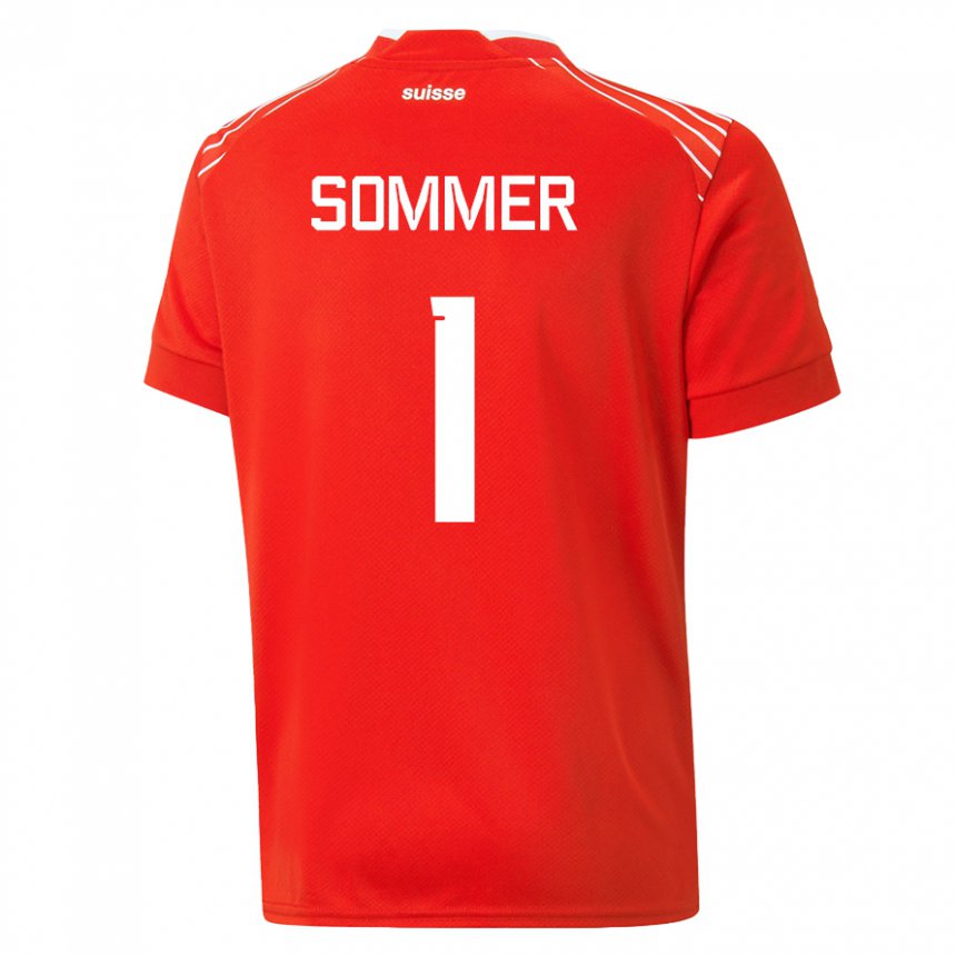 Niño Camiseta Suiza Yann Sommer #1 Rojo 1ª Equipación 22-24 La Camisa