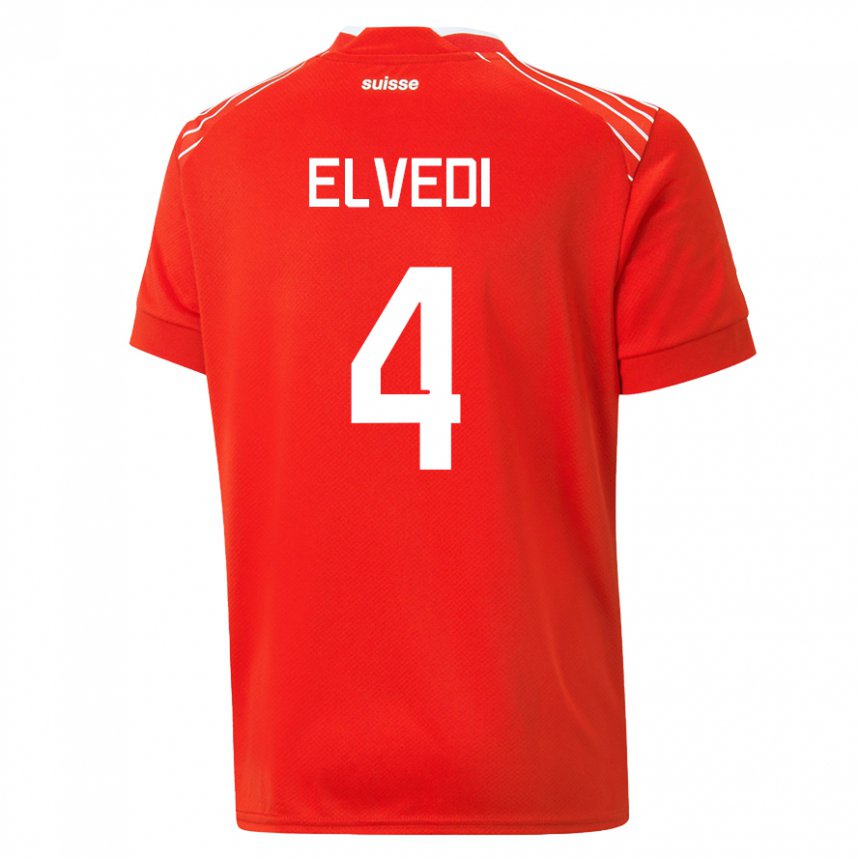Niño Camiseta Suiza Nico Elvedi #4 Rojo 1ª Equipación 22-24 La Camisa