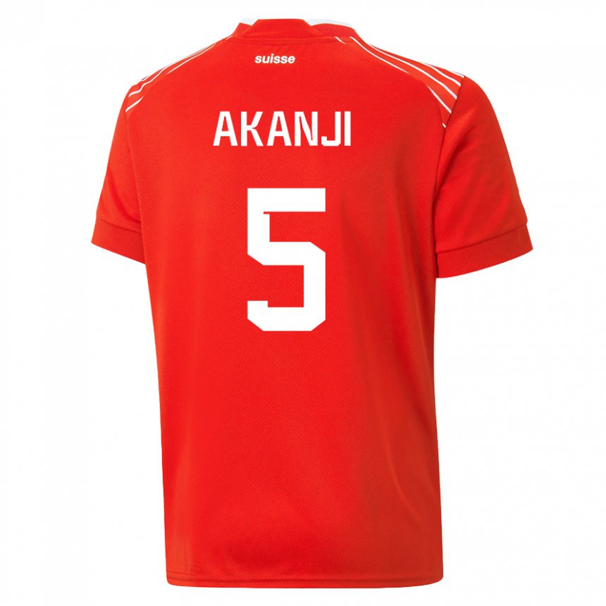 Niño Camiseta Suiza Manuel Akanji #5 Rojo 1ª Equipación 22-24 La Camisa